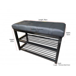 Local Made Shoe Rack Storage Organizer Hallway Bench PU Material Metal Frame Tufted Padded Seating for Entryway